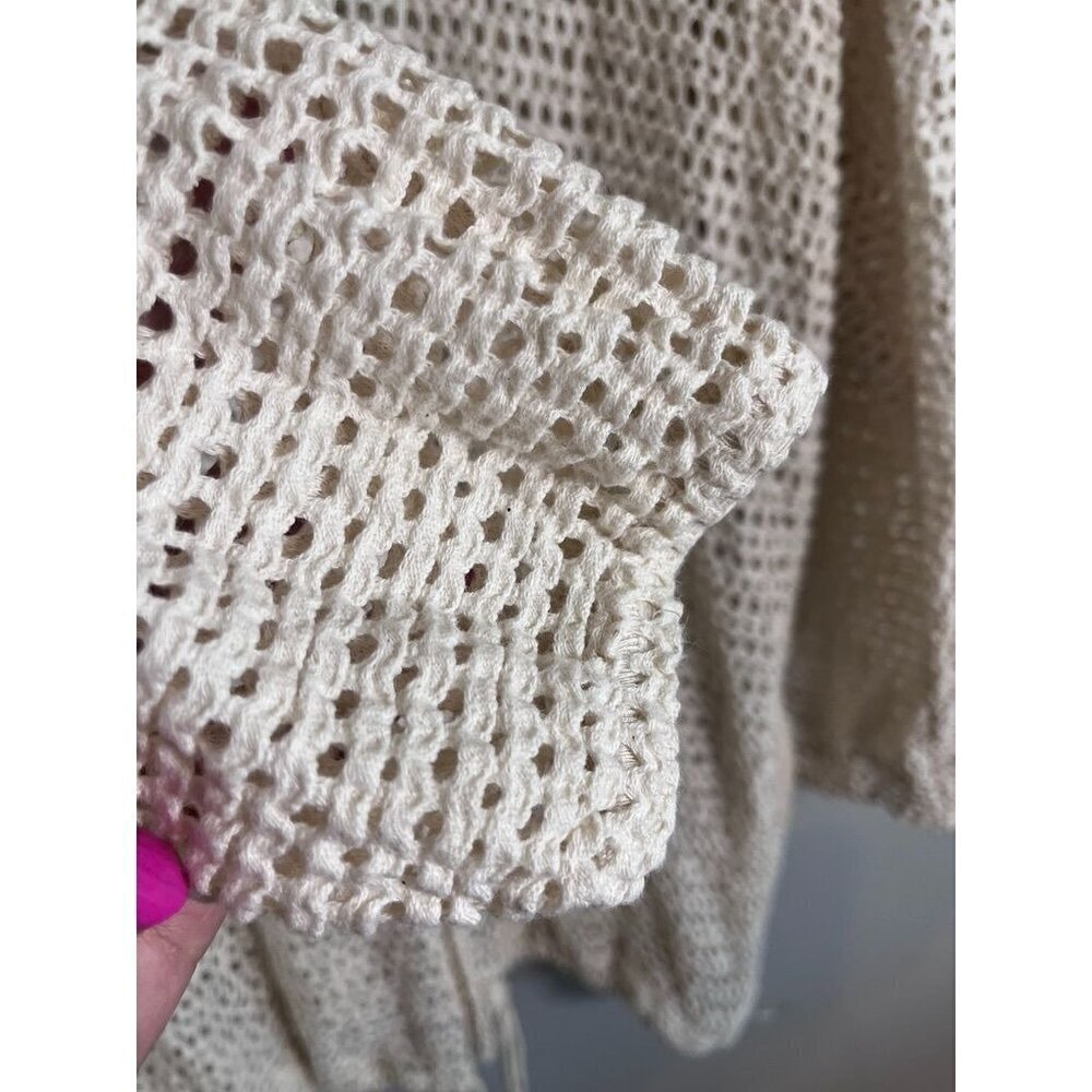 Baja Blue Swim Coverup S Cream Cardigan Hooded Boho Neutral Travel Beach Summer - Picture 3 of 12